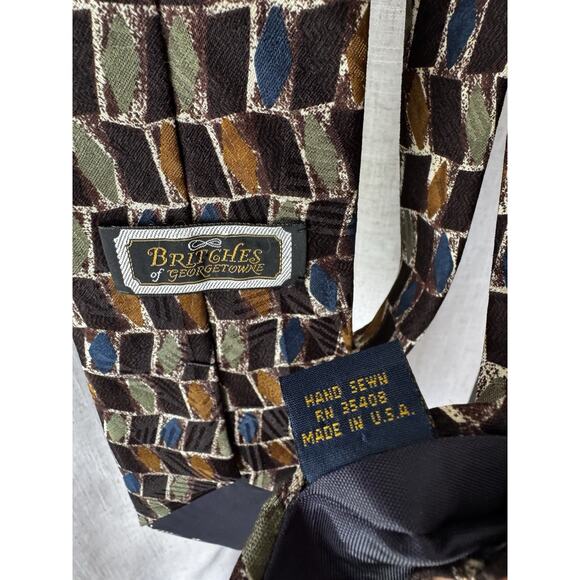 Vintage Britches of Georgetowne Silk Tie – Geometric Mid-Century Pattern - Picture 7 of 7